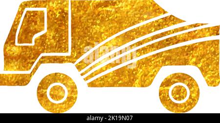 Rally truck icon in gold glitter texture. Sparkle luxury style vector ...