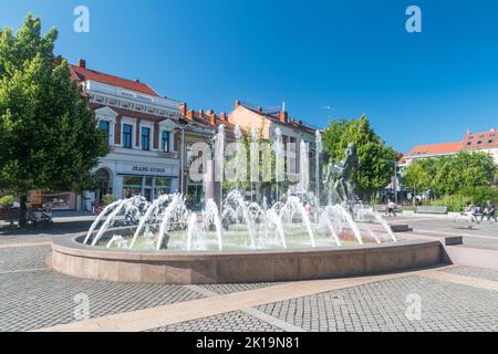 Szombathely, Hungary - June 1, 2022: Fountain on Main Square. Stock Photo