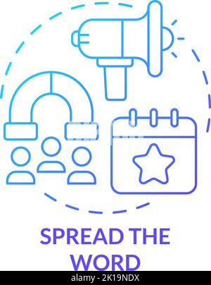Spread word blue gradient concept icon Stock Vector
