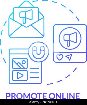 Promote online blue gradient concept icon Stock Vector
