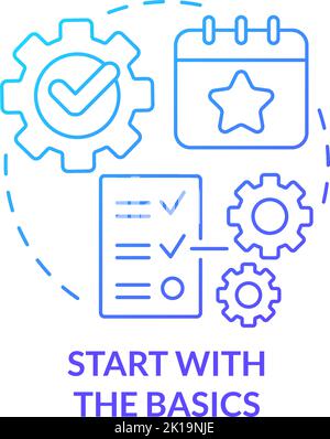 Start with basics blue gradient concept icon Stock Vector
