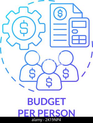 Budget per person blue gradient concept icon Stock Vector