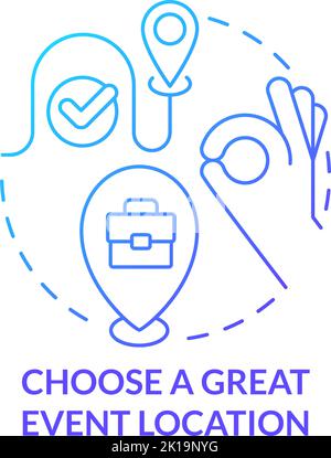 Choose great event location blue gradient concept icon Stock Vector