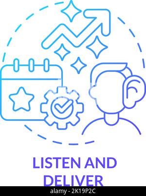 Listen and deliver blue gradient concept icon Stock Vector