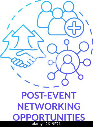 Post event networking opportunities blue gradient concept icon Stock Vector
