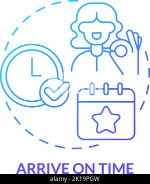 Arrive on time blue gradient concept icon Stock Vector