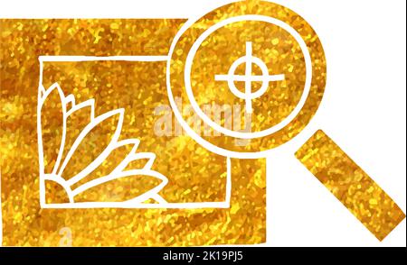 Hand drawn Printing quality control icon in gold foil texture vector illustration Stock Vector