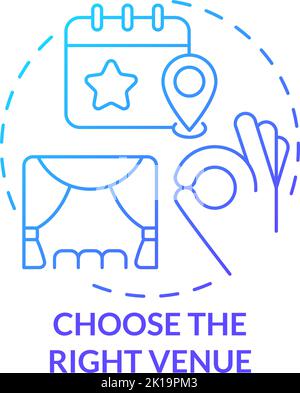 Choose right venue blue gradient concept icon Stock Vector