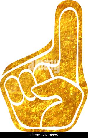 Hand drawn Foam glove icon in gold foil texture vector illustration Stock Vector