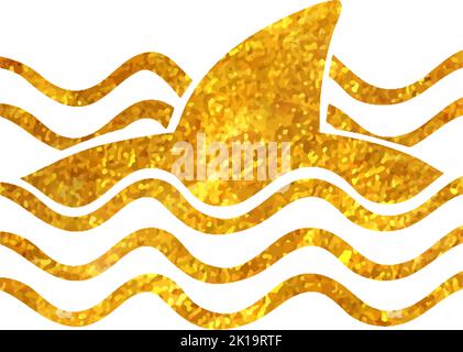 Shark icon in gold glitter texture. Sparkle luxury style vector ...