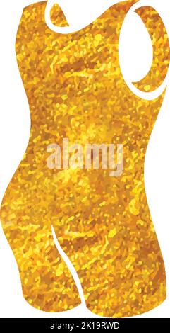 Triathlon suit icon in gold glitter texture. Sparkle luxury style ...