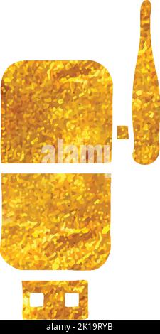 Hand drawn Wireless receiver icon in gold foil texture vector illustration Stock Vector