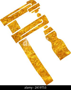Hand drawn gold foil texture Woodworking clamp illustration. Stock Vector