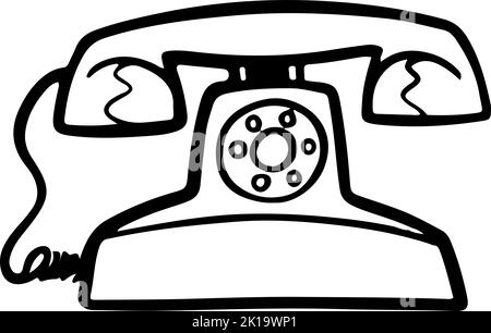 Vintage telephone hand drawn vector illustration Stock Vector