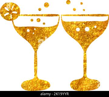 Gold Glitter Icon Wine Glass Stock Illustration - Download Image