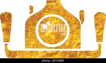 Hand drawn Underwater camera icon in gold foil texture vector ...