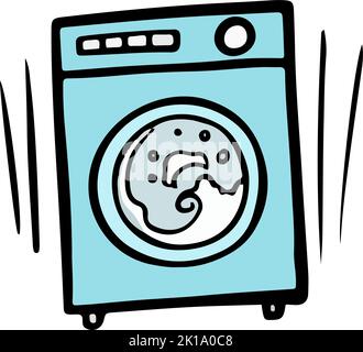 Washing machine hand drawn vector color illustration Stock Vector