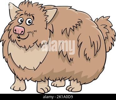 Cartoon illustration of funny shaggy dog comic animal character Stock Vector