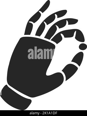 Hand drawn robotic arm holding small object vector illustration Stock Vector