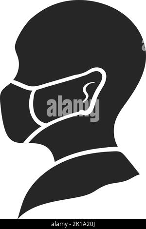 human head figure wearing medical face mask. vector illustration Stock ...