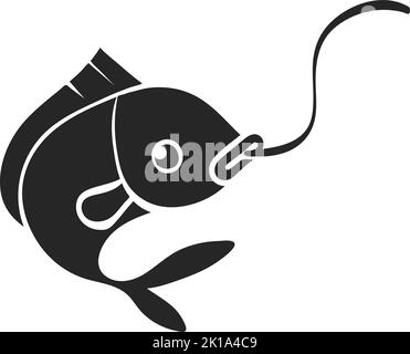 Hand drawn Hooked fish icon in gold foil texture vector illustration ...