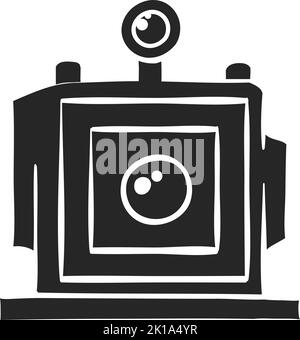 Hand drawn Large format camera vector illustration Stock Vector