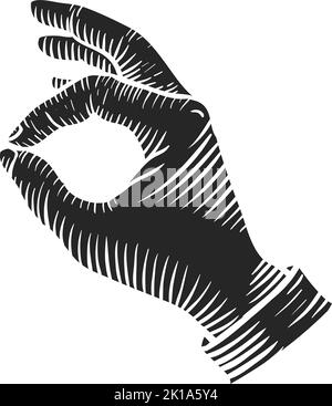 Hand drawn okay gesture using thumb and index finger vector illustration Stock Vector