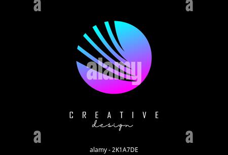 Colorful letter O logo with leading lines and negative space design. Letter with geometric and creative cuts design. Vector Illustration with letter. Stock Vector