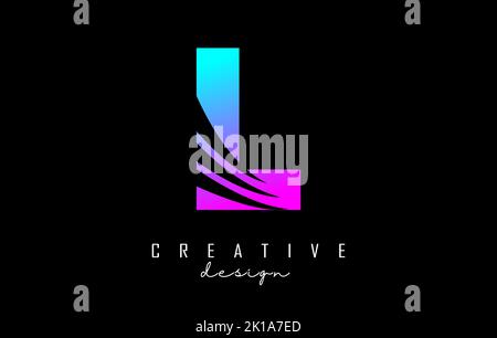 Colorful letter L logo with leading lines and negative space design. Letter with geometric and creative cuts design. Vector Illustration with letter. Stock Vector