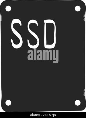 Hand drawn Solid state drive vector illustration Stock Vector