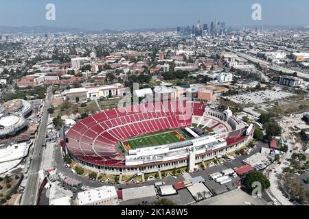 USC Trojans Football stadium The Coliseum Los Angeles California aerial ...