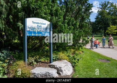 Toronto, Ontario, Canada - July 30 2021 : Toronto Island Park sign. Stock Photo