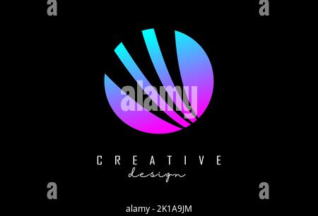 Colorful letter O logo with leading lines and negative space design. Letter with geometric and creative cuts design. Vector Illustration with letter. Stock Vector