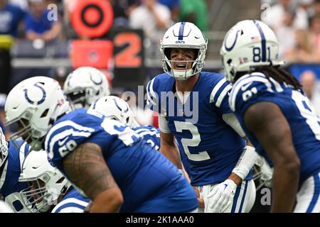 Indianapolis Colts quarterback Matt Ryan (2) directs the offense during the NFL football game between the Indianapolis Colts and the Houston Texans on Stock Photo