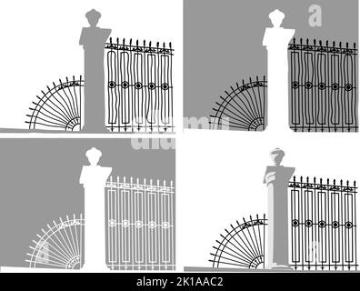 Park metal grating gates. Vector illustration Stock Vector