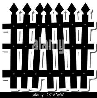 Halloween Holiday Sticker With Shadow Element. Fence Over White Background for Creating Halloween Designs.  Vector illustration. Stock Vector