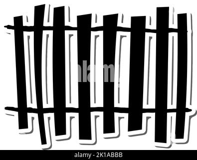 Halloween Holiday Sticker With Shadow Element. Fence Over White Background for Creating Halloween Designs.  Vector illustration. Stock Vector