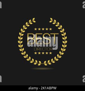 Best director golden laurel wreath label Stock Vector