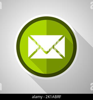 Email, envelope green vector icon, flat design letter symbol Stock Vector