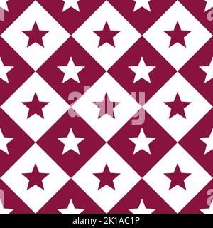 Diagonal stars and squares seamless pattern. American patriotic backgrounds. Independence day geometric prints. True USA flag colors. Stock Vector