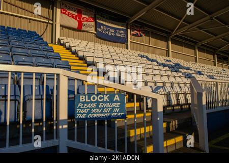 A general view of the Cyril Knowles Stand during the Sky Bet League 2 match between Hartlepool United and Crewe Alexandra at Victoria Park, Hartlepool on Tuesday 13th September 2022. (Credit: Mark Fletcher | MI News) Credit: MI News & Sport /Alamy Live News Stock Photo