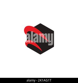 hexagonal curves arrow swoosh design logo vector Stock Vector