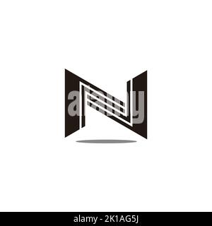 letter n stripes 3d flat logo vector Stock Vector