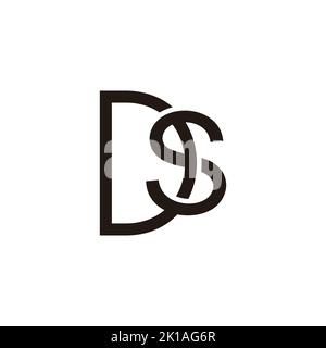 letter ds linked 3d flat logo vector Stock Vector