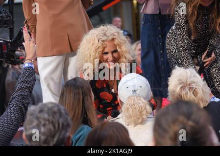 New York, USA. 16th Sep, 2022. Little Big Town's Kimberly Schlapman greets fans on the Today Show at Rockefeller Center in New York City. Credit: SOPA Images Limited/Alamy Live News Stock Photo