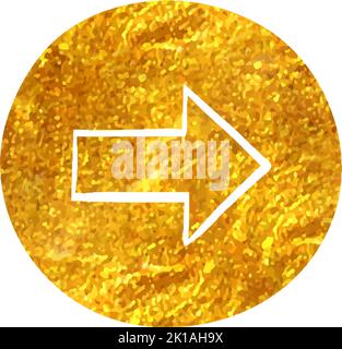 Hand drawn Arrow icon in gold foil texture vector illustration Stock Vector