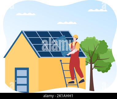 Roofing Construction Workers Template Hand Drawn Cartoon Flat Illustration with Housetop Renovation, Fixing Rooftop Tile House and Roof Reconstruction Stock Vector