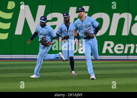 Toronto Blue Jays' Jackie Bradley Jr. runs on the field during a baseball  game against the Texas Rangers in Arlington, Texas, Sunday, Sept. 11, 2022.  (AP Photo/LM Otero Stock Photo - Alamy