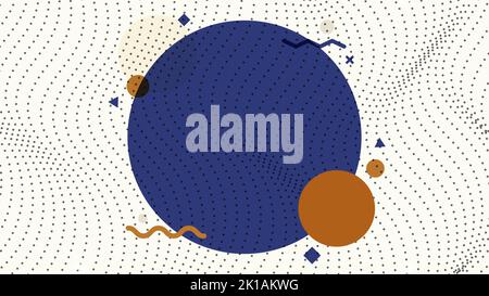 Modern abstract gray dots dynamic particles white background with blue geometric circles decoration elements. Vector illustration Stock Vector