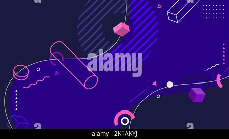 Abstract background flat design geometric elements pattern memphis retro style. Vector illustration Stock Vector
